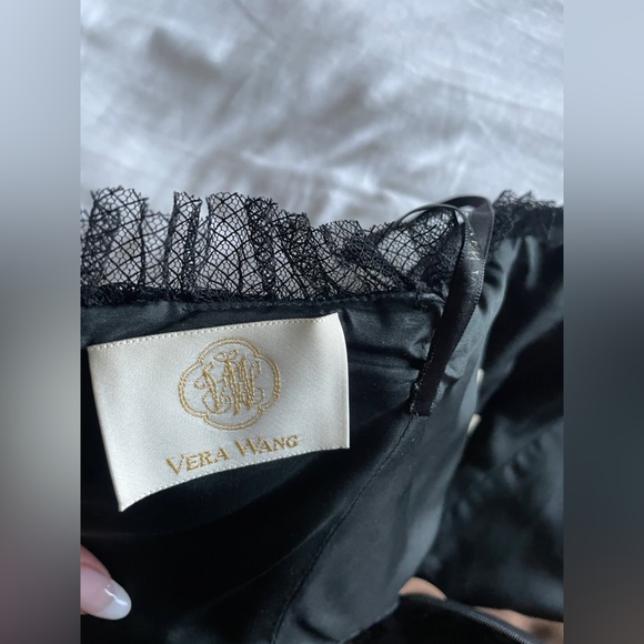 VERA WANG ✨🎁🎄🥂🎩 Strapless Black Tulle, Lace & Velvet Mermaid Gown/Dress, Size 8 - Picture 9 of 13